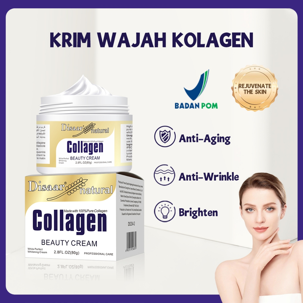 【BPOM】Disaar Krim Malam Kolagen Wajah Anti Aging Collagen Whitening Face Cream Asli Pemutih Anti Ker