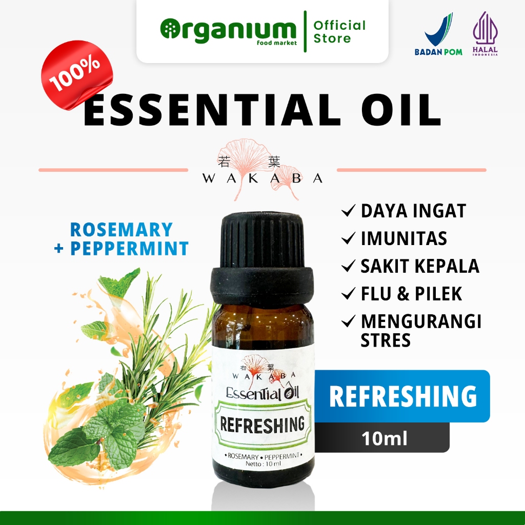 Essential Oil Refreshing Humidifier WAKABA Minyak Esensial Rosemary + Peppermint - 10ML