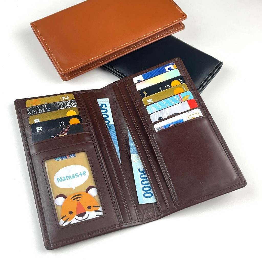 Dompet unisex kulit asli muat banyak kartu dan uang