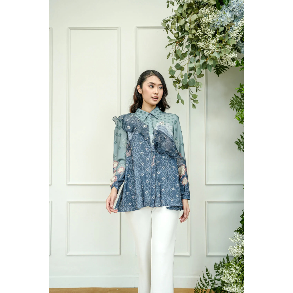 Malya Ruffle Shirt with Embellishment Wearing Klamby Sale