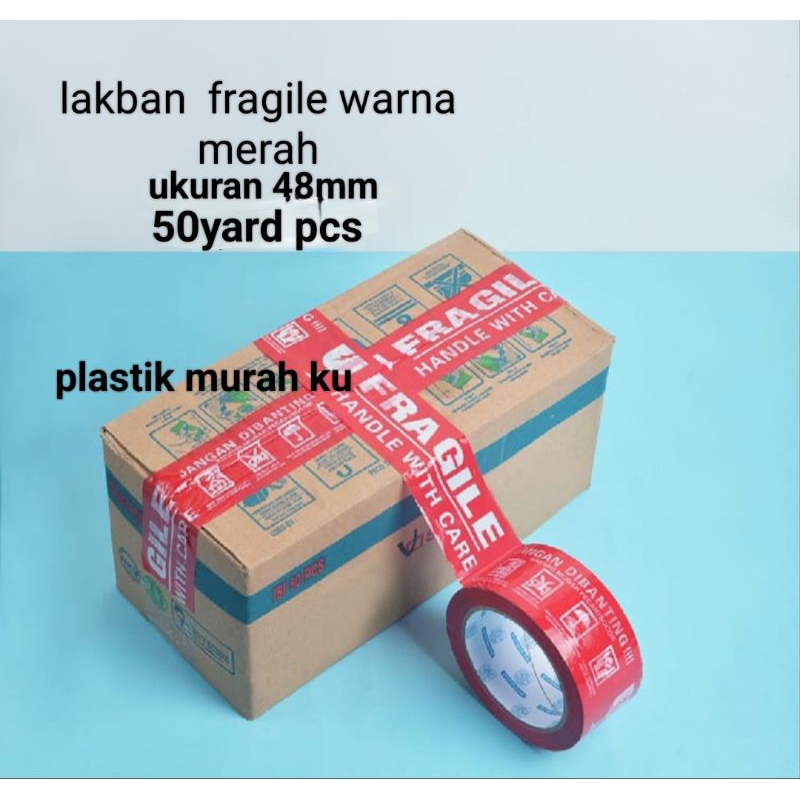 

48 mm x 50 y yard lakban fragile warna merah opp premium tape