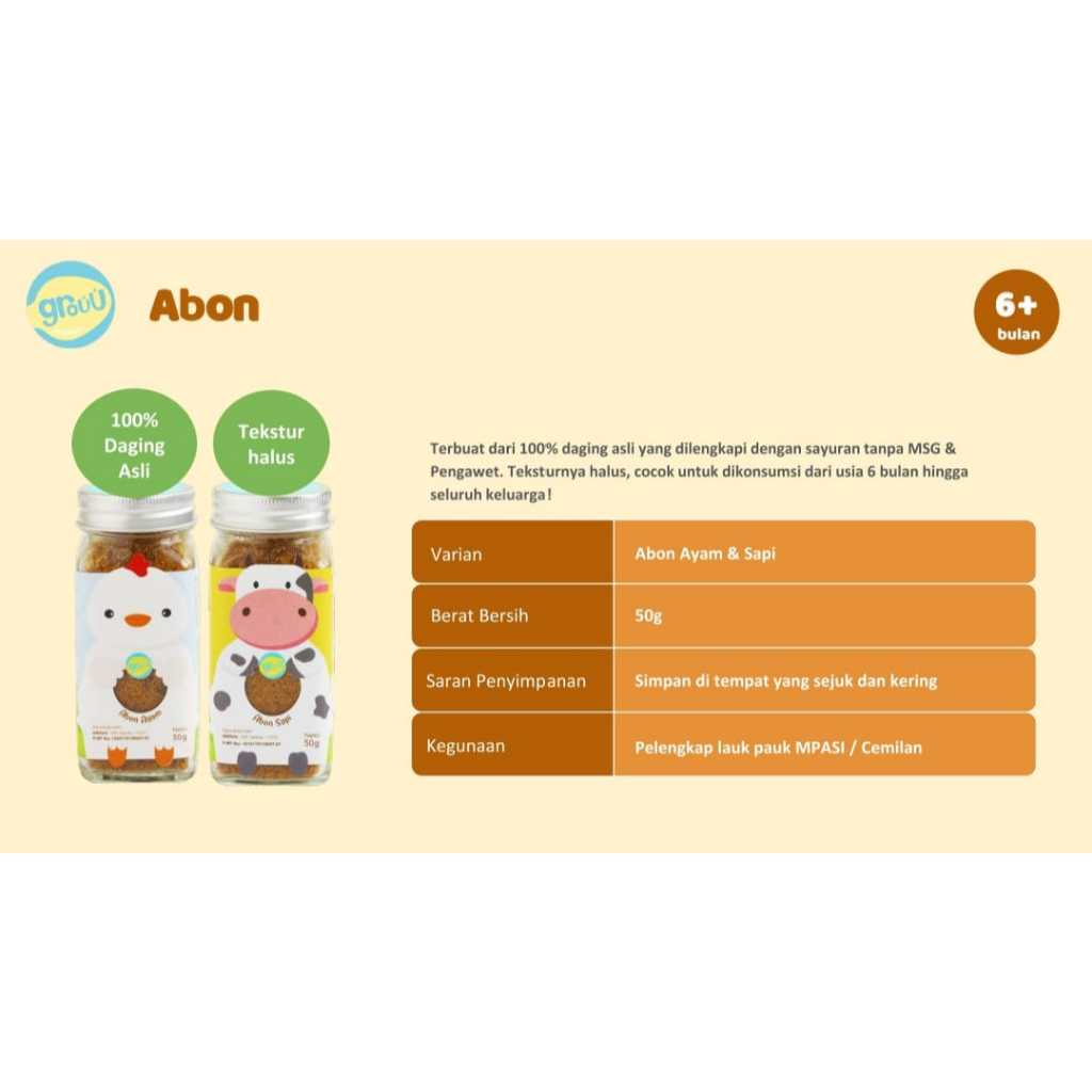 

Grouu - Abon Mpasi & Anak (Abon Ayam, Abon Sapi) - BB Booster - NO MSG