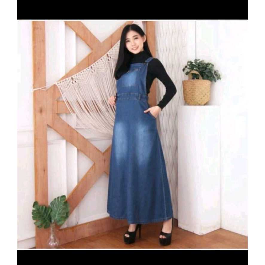 Gamis jeans dewasa Baju kodok panjang max 75kg