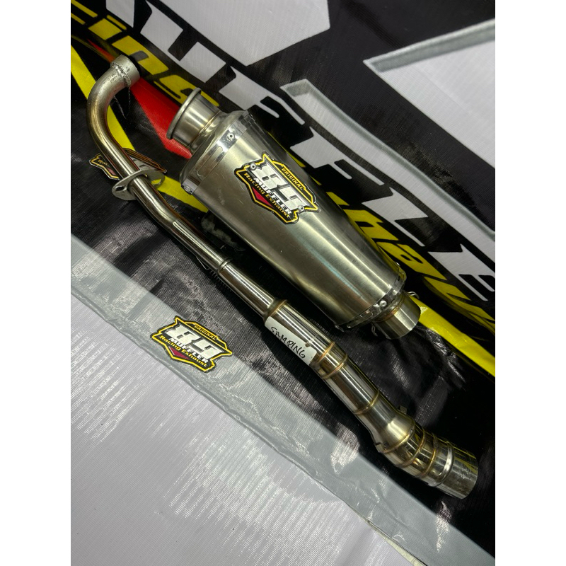 knalpot racing netral samping 89 muffler silencer oval cincin inlet50 P25cm sarangan full buat Jupit