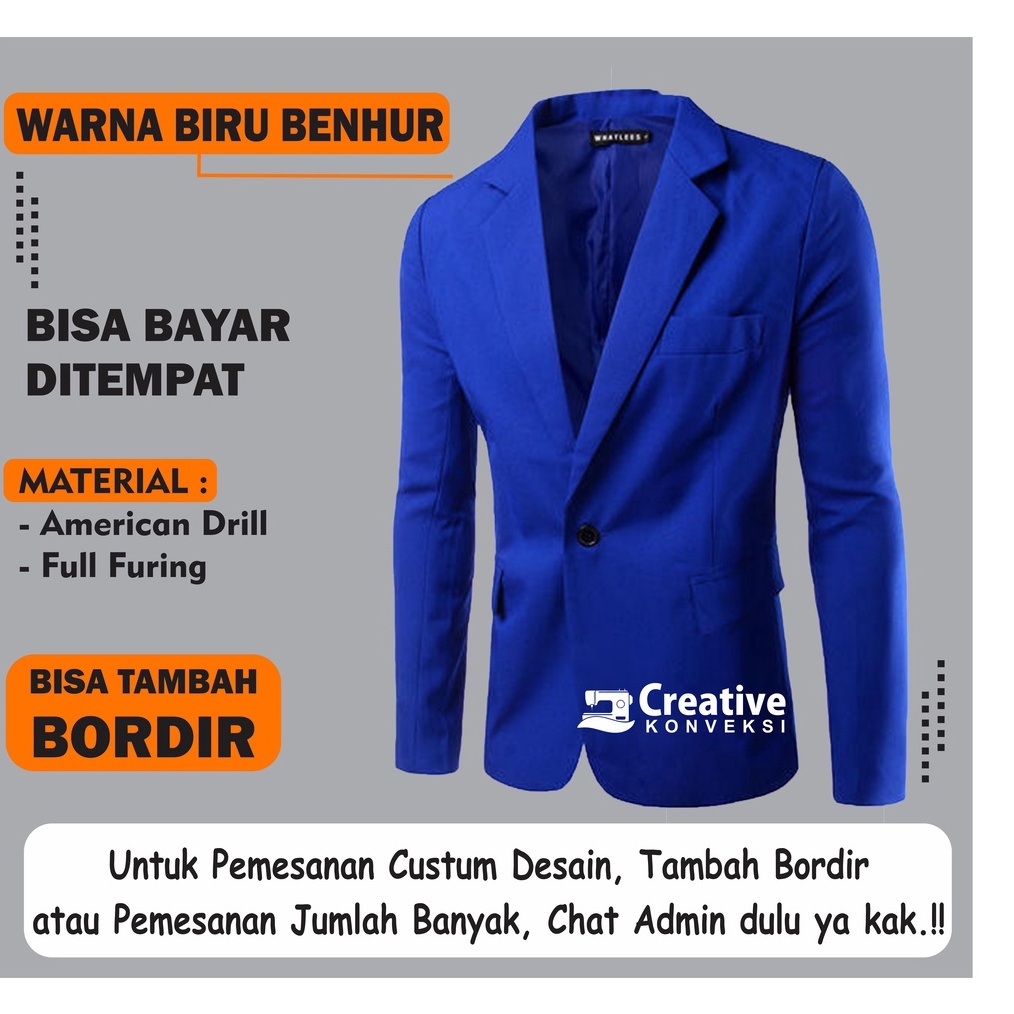 KODE J46V Jas Almamater sekolah  Full Puring  Jas Mahasiswa  jas warna biru benhur