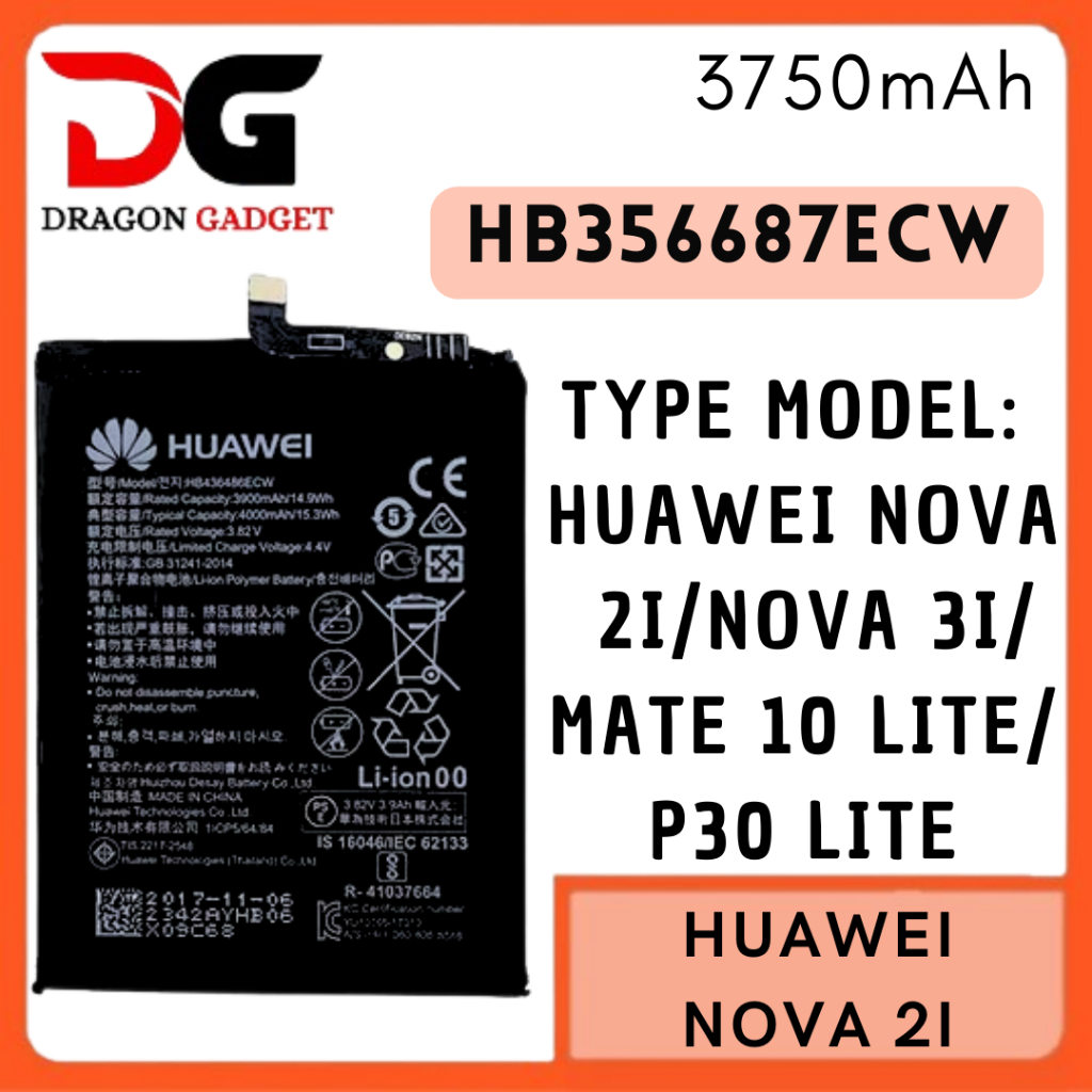 BATERAI BATTERY HUAWEI NOVA 2I/NOVA 3I/MATE 10LT/P30 LT HB356687ECW
