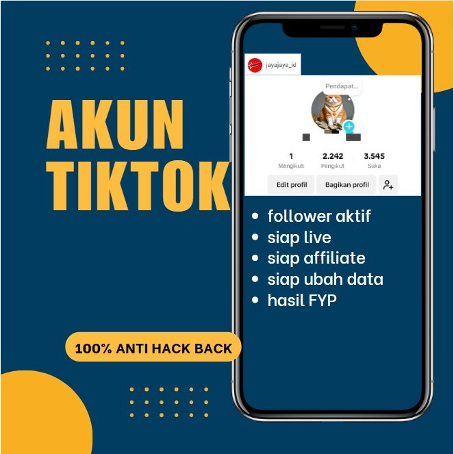 Akun Tiktok untuk Affiliate Follower Indo / Akun Tiktok Hasil Fyp