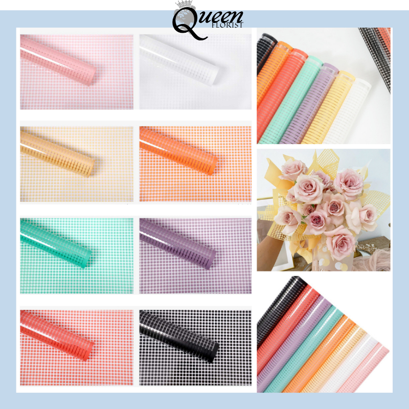 

20 LEMBAR Flower Wrapping Polkadot Cellophane Kertas Buket Bunga Transparan List Florist 6189