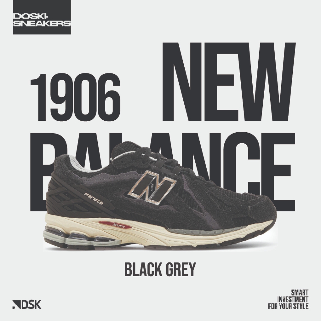 New Balance 1906 Protection Pack Black Grey 100% Original Sneakers Casual Pria Wanita Sepatu Ori Mur