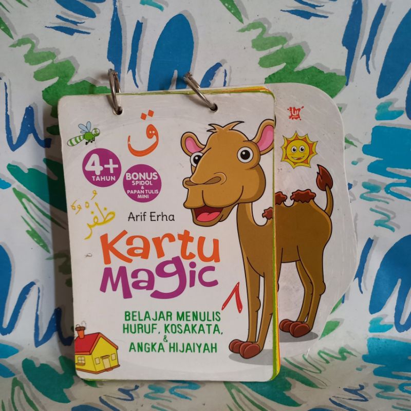 original Kartu Magic Belajar Menulis Huruf Kosa Kata dan Angka untuk 4 tahun plus Hijaiyah Arif Erha