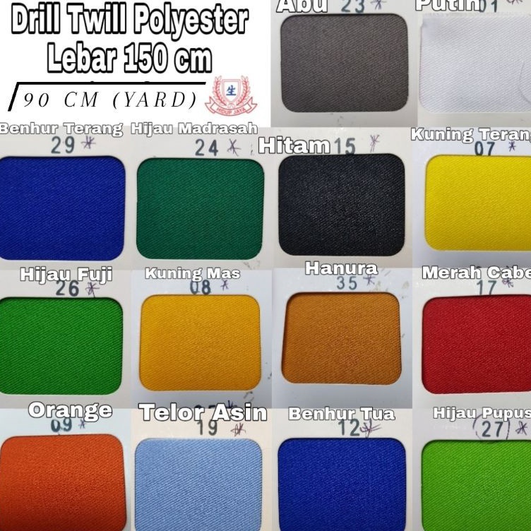 KODE U23S Kain Drill Twill Polyester PE Superior Quality Lebar 15 cm x 9 cm Eceran Per YARD Kain Sub