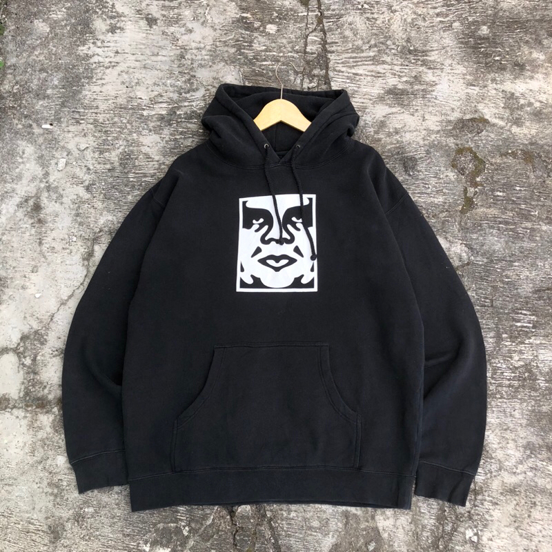 jaket jumper jemper Hoodie obey big logo hitam black #htxhd39 original brand asli ori murah