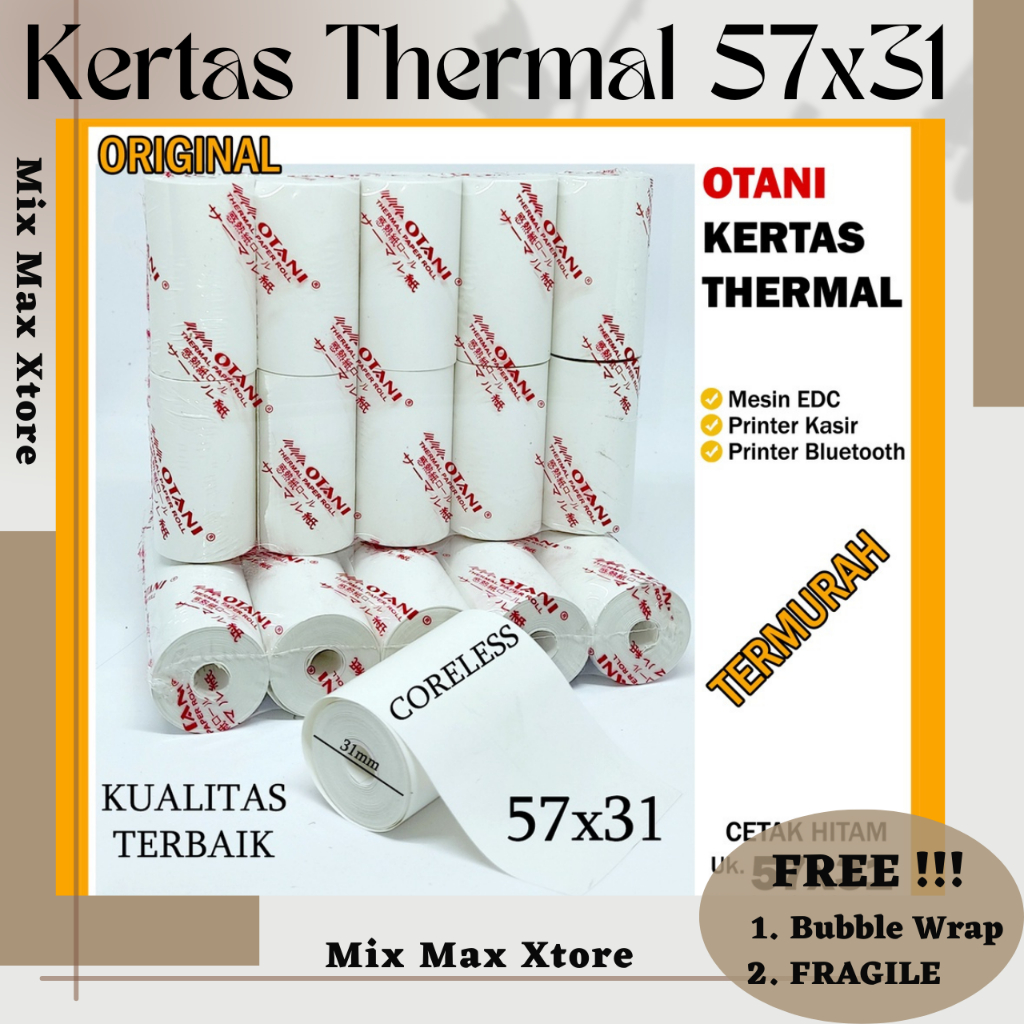 

Kertas printer mini thermal ukuran 57x31 mm Otani Kertas Thermal