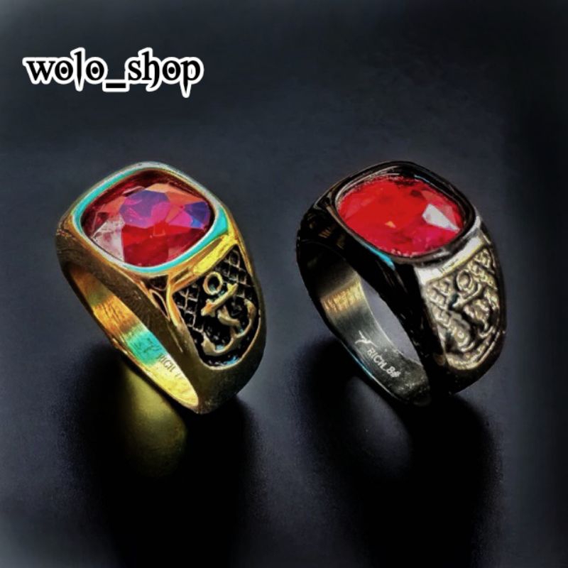 Cincin Pria Titanium Motif Jangkar Super Keren