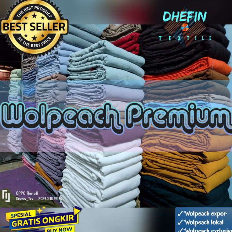 KODE W88Y wolfis premium polos  kain kiloan murah harga 1 kg kain muat 455 meter