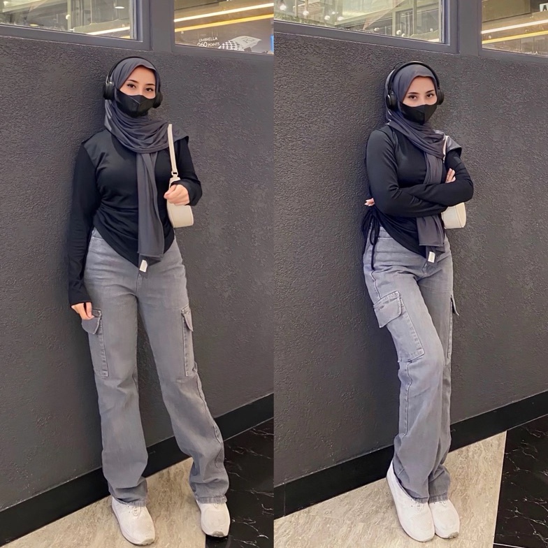 KODE T28A CELANA CARGO HIGHWAIST CELANA JEANS WANITA VOL 2