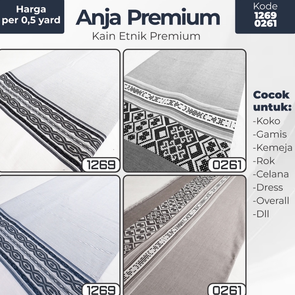 KODE N29O 5 Yard Kain Untuk Sarimbit Koko  Gamis  Kain Etnik Anja Premium  Kode 1289 dan 261  Bahan 