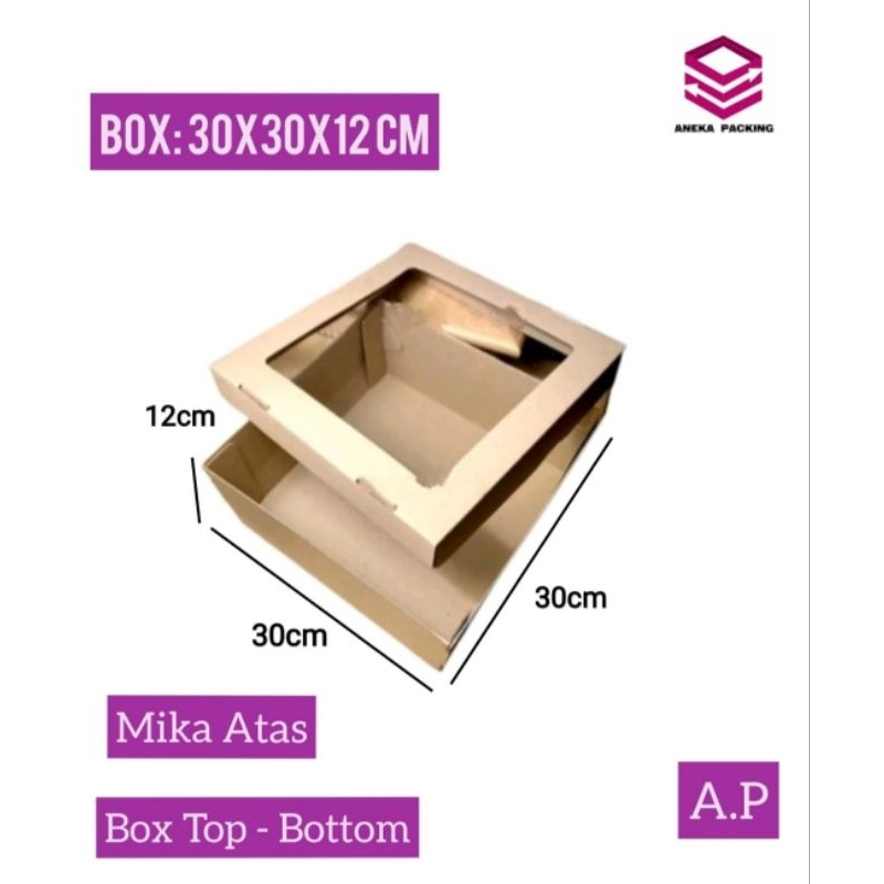 

Box 30x30x29,5 cm E Flute(Window Mika)/kardus/boxpuding/box tar cake/hampers/packing