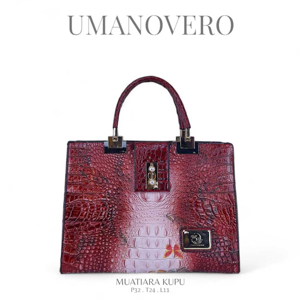 UMANO VERO S8598 TAS WANITA MUTIARA MOTIF KUPU-KUPU BAHAN CROCO