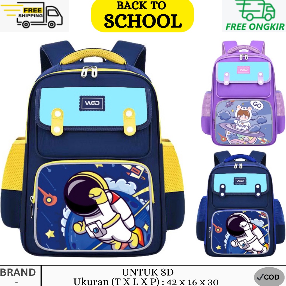 KODE B2J SMARTGIRL New Tas Ransel Anak Sekolah Import Sd Cowok Anti Air Astronot 55