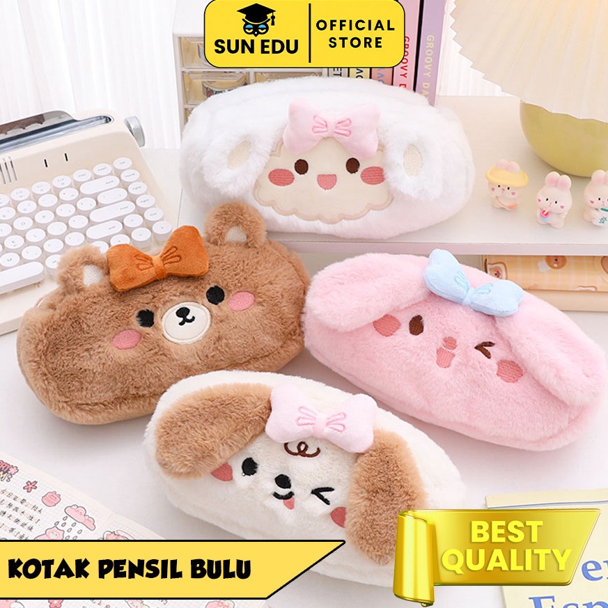 

Kotak pensil bulu cute Tempat kosmetik pouch dompet serbaguna w Q7R7
