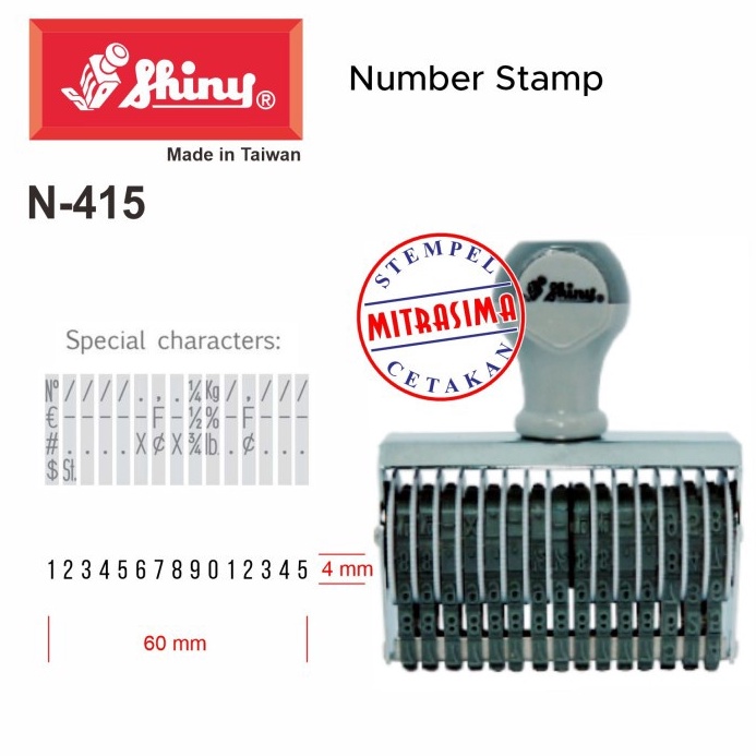 

Stempel Shiny N415 N415 stempel nomor manual 15 digit 4mm N 415 h K2E6