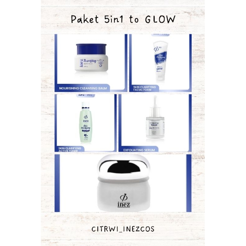 PAKET INEZ GLOWING ISI 5 /PAKET DAILY INEZ EXFOLIATING/INEZ SKINCARE MALAM