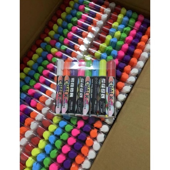 

Fluorecent chalk marker 8 warna kapur cair set liquid chalk merek magi i X5W3