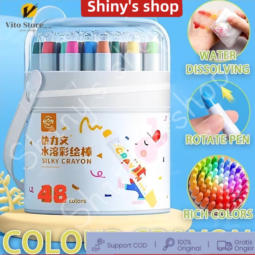 

silky crayon washable crayon Washable Silky Crayon 36 48 Warna Colorful Bucket Krayon Mewarnai Alat Warna Set Anak Wipe and Clean w C3C6