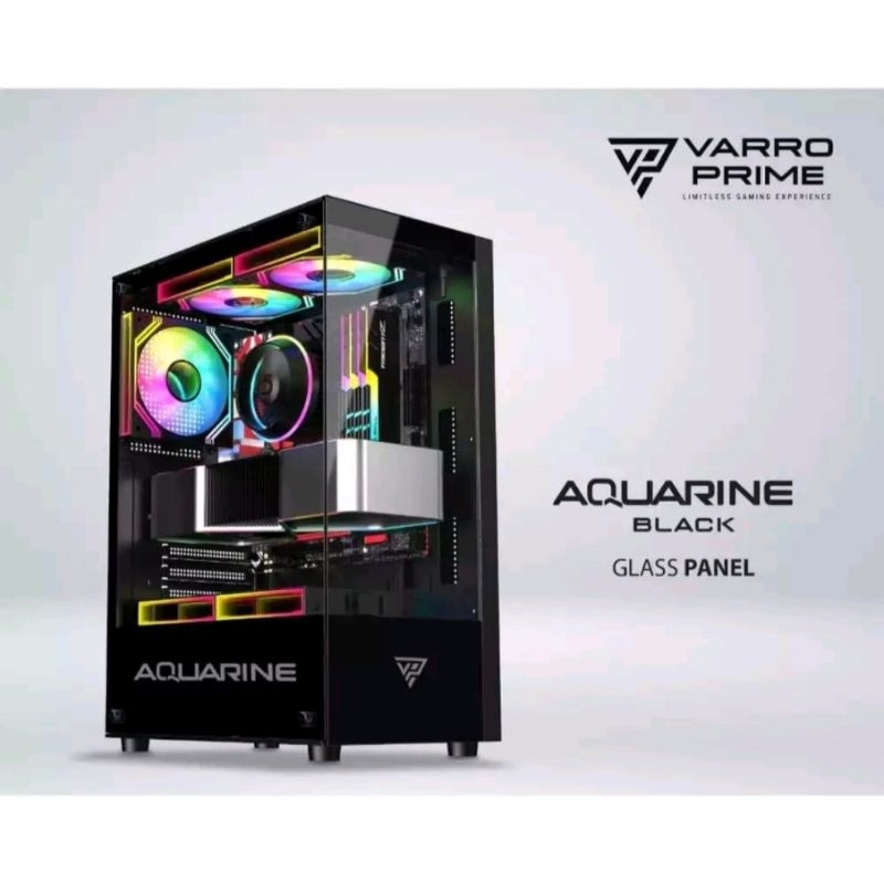 CASING PC GAMING AQUARINE Black VARRO PRIME FREE 3 FAN RGB