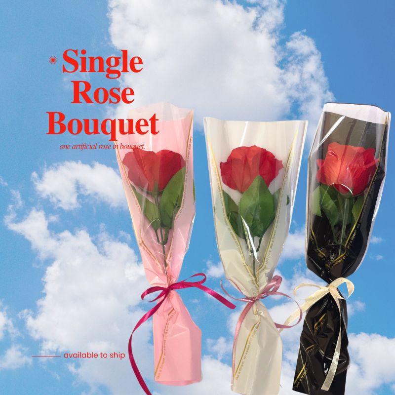 [READY] Single Rose Bouquet | Buket Bunga Mawar 1 Tangkai | Buket Mawar Satu Tangkai | Bunga Mawar P