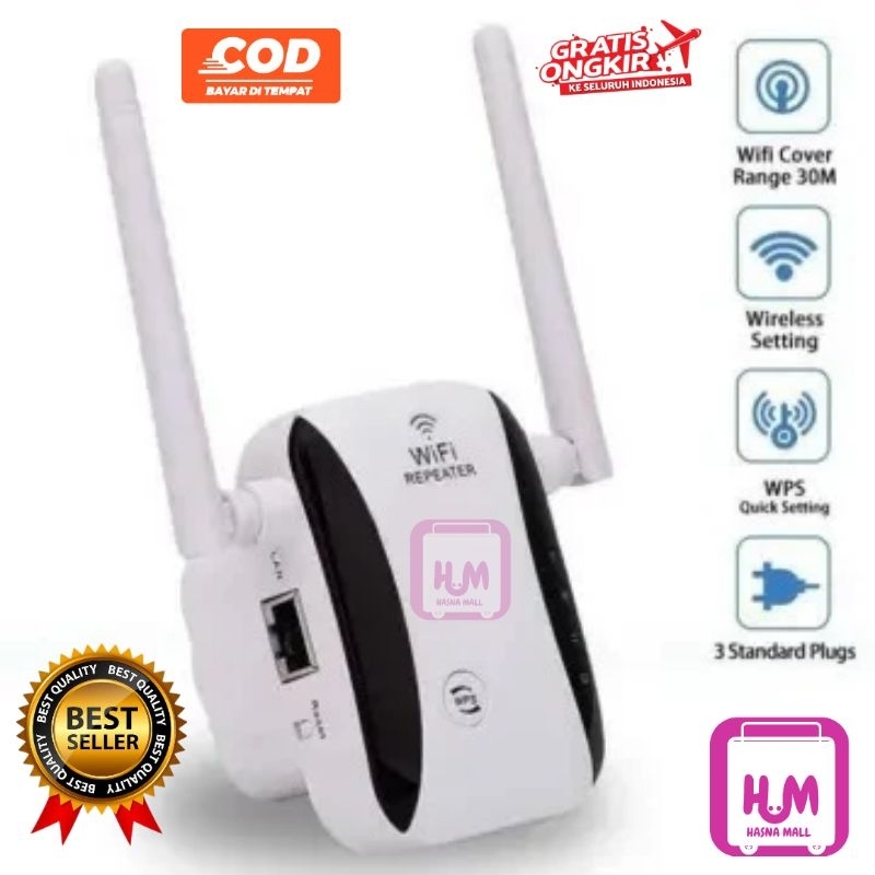Wifi Repeater 300mbps Wirelees Wifi Signal Range Extender Penguat Sinyal Wifi Dual Antena STX