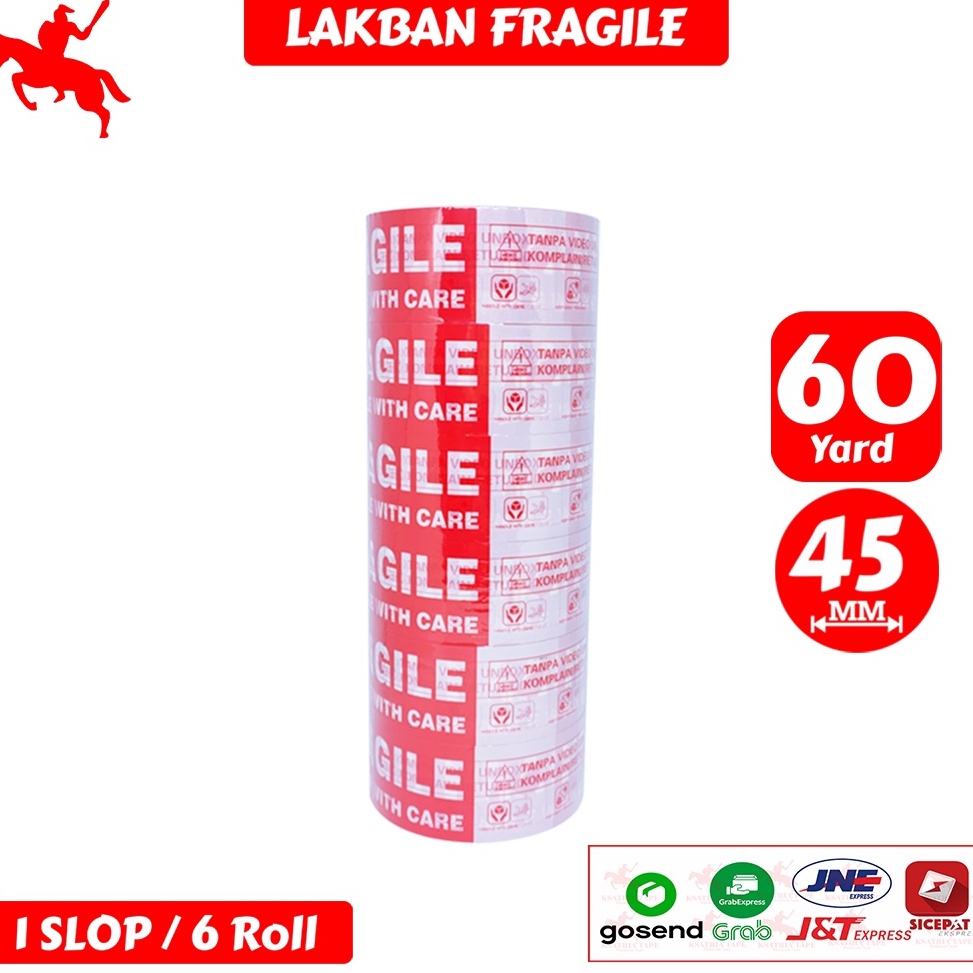

Lakban OPP Tape Lakban Fragile KSATRIA Tape 45mm x 6 Yard 1 Slop v CA7