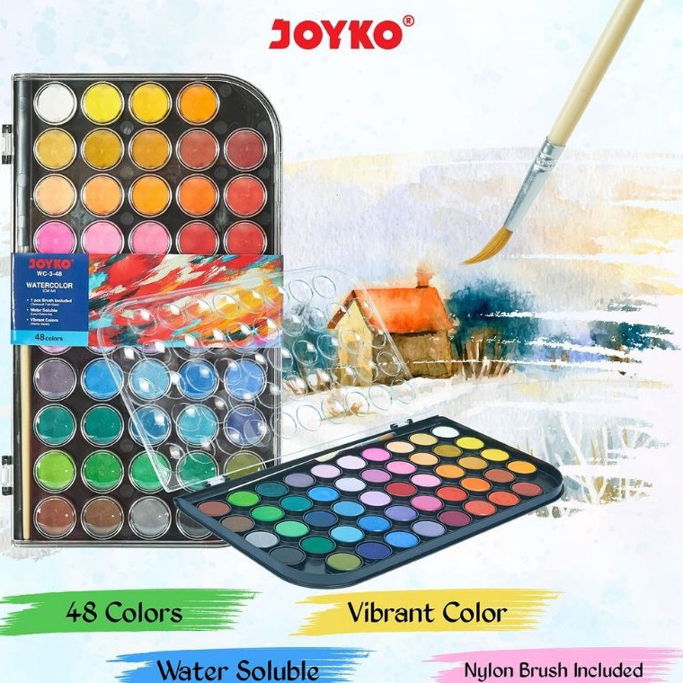 

Joyko Watercolor Set Cat Air WC348 Isi 48 Warna y V3Z5