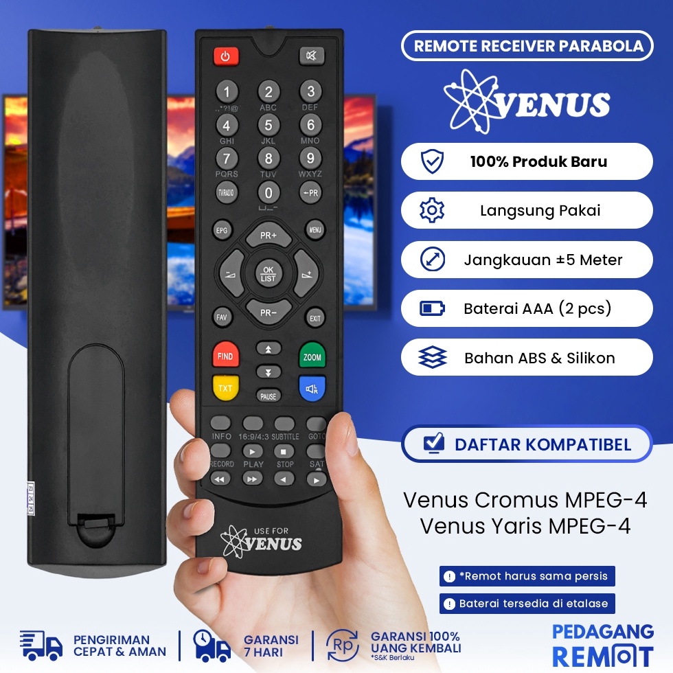 SUPER Remot Remote STB Set Top Box Receiver Parabola Venus Cromus MPEG4  Venus Yaris MPEG4