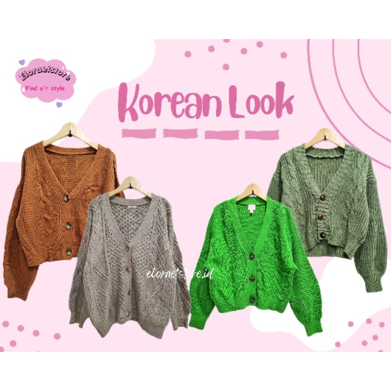 Cardigan Kepang Balon | Cardigan Rajut Kepang Crop | Premium