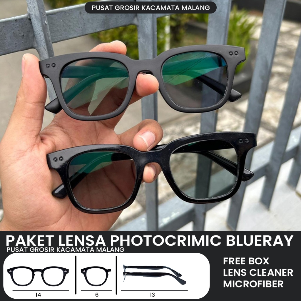 Kacamata Vincent Photocromic Minus Bluechromic Fashionable Pria Wanita