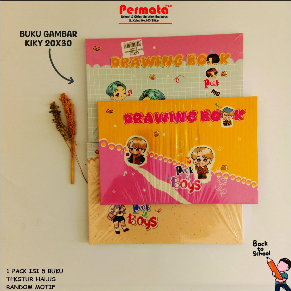 

BUKU GAMBAR KIKY 20X30 ISI 5 PCS RANDOM MOTIF/DARWING BOOK KIKY