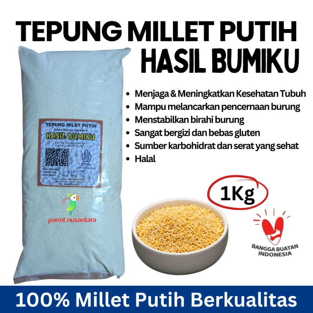 

Tepung Millet Putih Organik 1Kg Hasil Bumiku