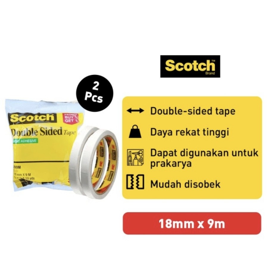 

Double Tape 3M Scotch Double Side Tape 200M size 18mm x 9M