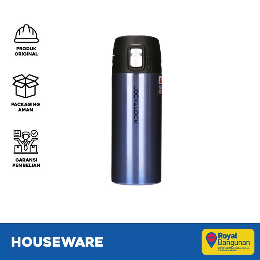 LocknLock Botol Minum new featherlight vacuum tumbler Hot & Cold 400ml sapphire blue LHC3219 / LHC-3