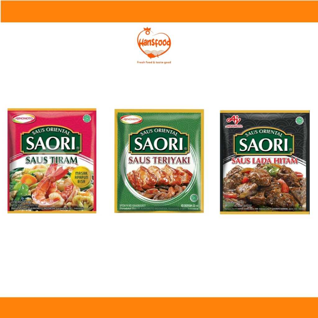 

SAORI (Saus Tiram, Saus Teriyaki, Saus Lada Hitam) per sachet