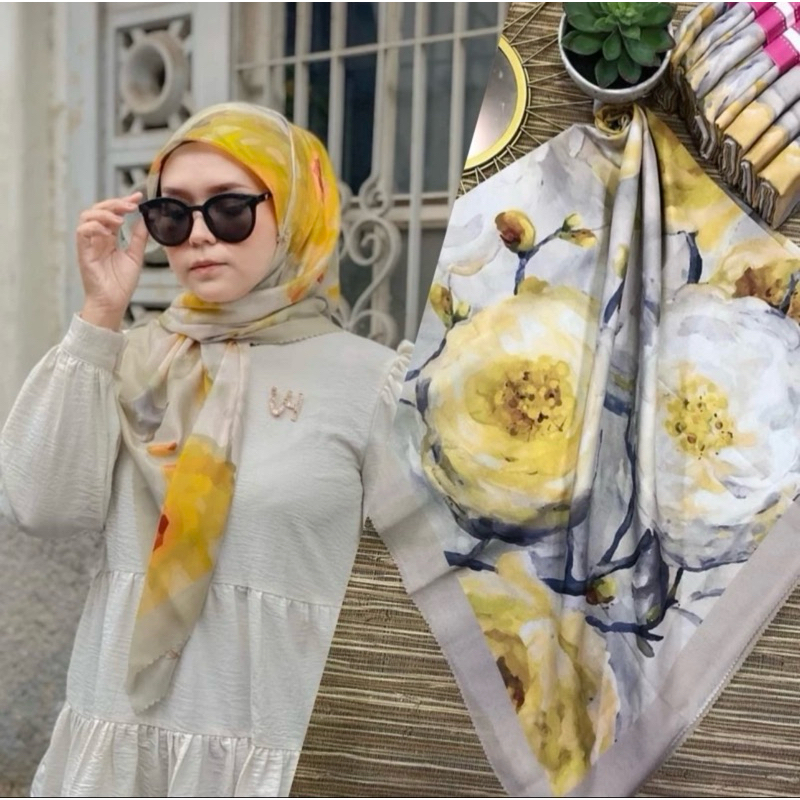 HIJAB VOAL MOTIF PREMIUM SEGI EMPAT LASSERCUT 110 X 110 CM HIJAB TERLARIS/VIRAL/FATRIANA