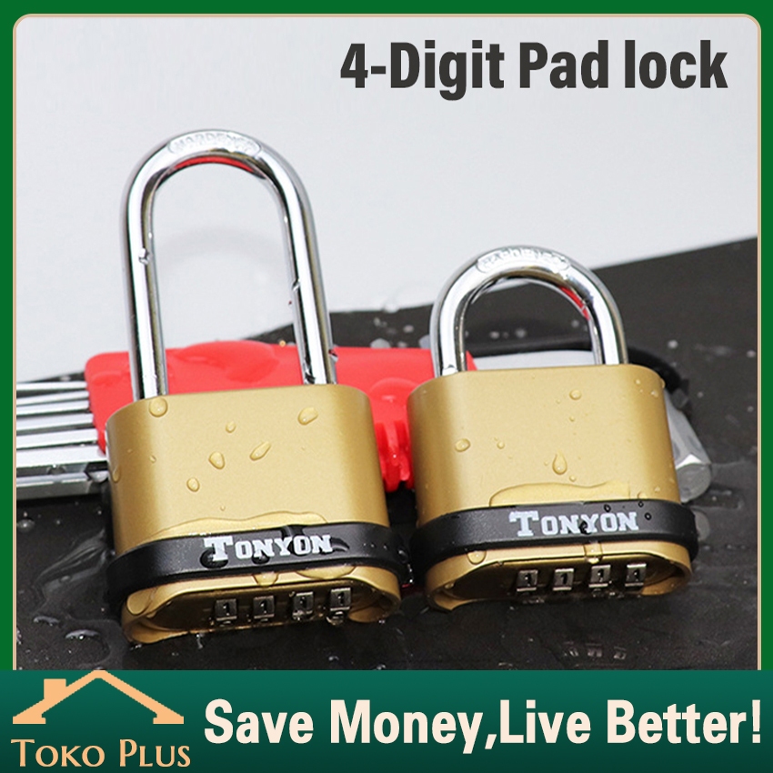 Gembok Padlock Kode Angka Kombinasi 4 Digit Anti Air Gembok Padlock Kunci untuk Pagar Rumah Anti Mal