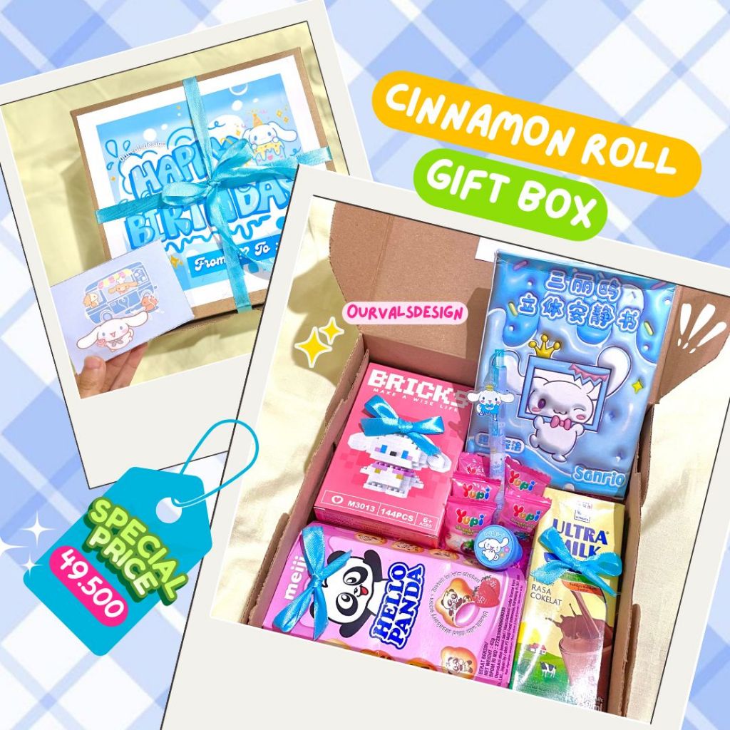 

Gift box Sanrio Cinnamon Roll | Paket Hampers Ulang Tahun / Hampers Snack Box / Kado Ulang Tahun Cantik / Hampers Ulang Tahun Karakter cocok untuk cewek