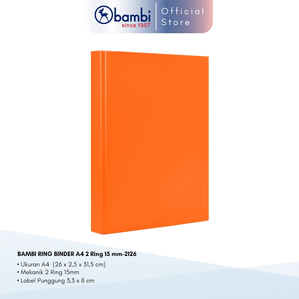 

Bambi Ring Binder A4 2 Ring Orange SMALL SIZE 15 mm