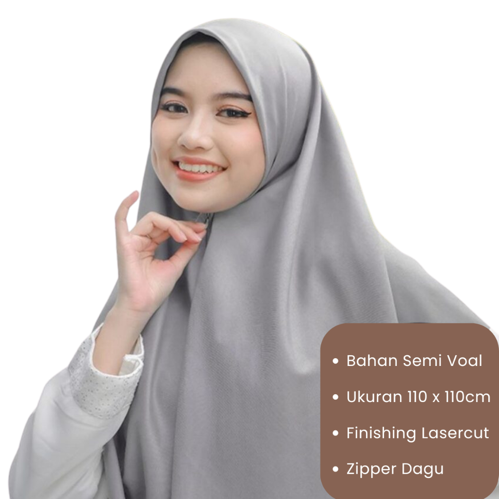 Kamila Hijab Zipper Resleting Polos Premium