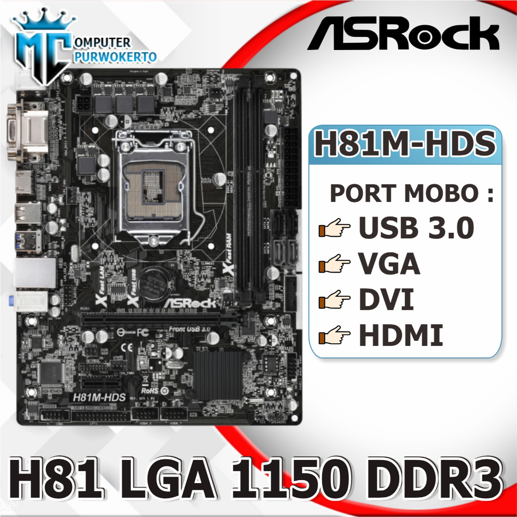 Motheboard Mobo Intel Socket 1150 H81 DDR3 Asrock