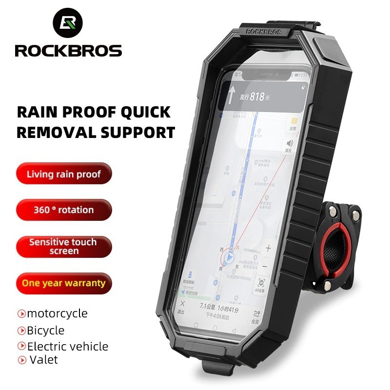 Rockbros Phone Holder Motor Sepeda Waterproof Touchscreen Bag 22001