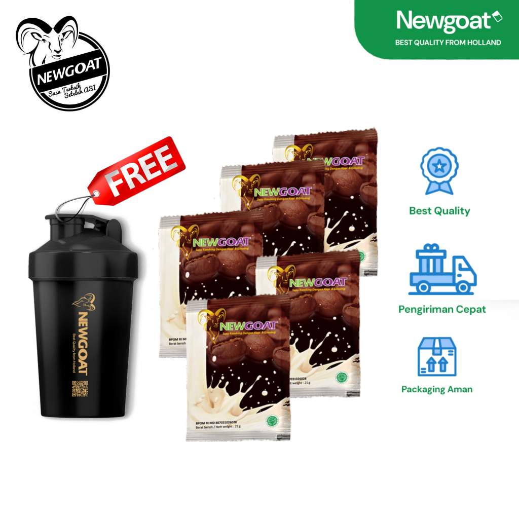 

[Free Shaker] Paket Tester 5 Sachet Susu kambing Newgoat Rasa kopi Ginseng